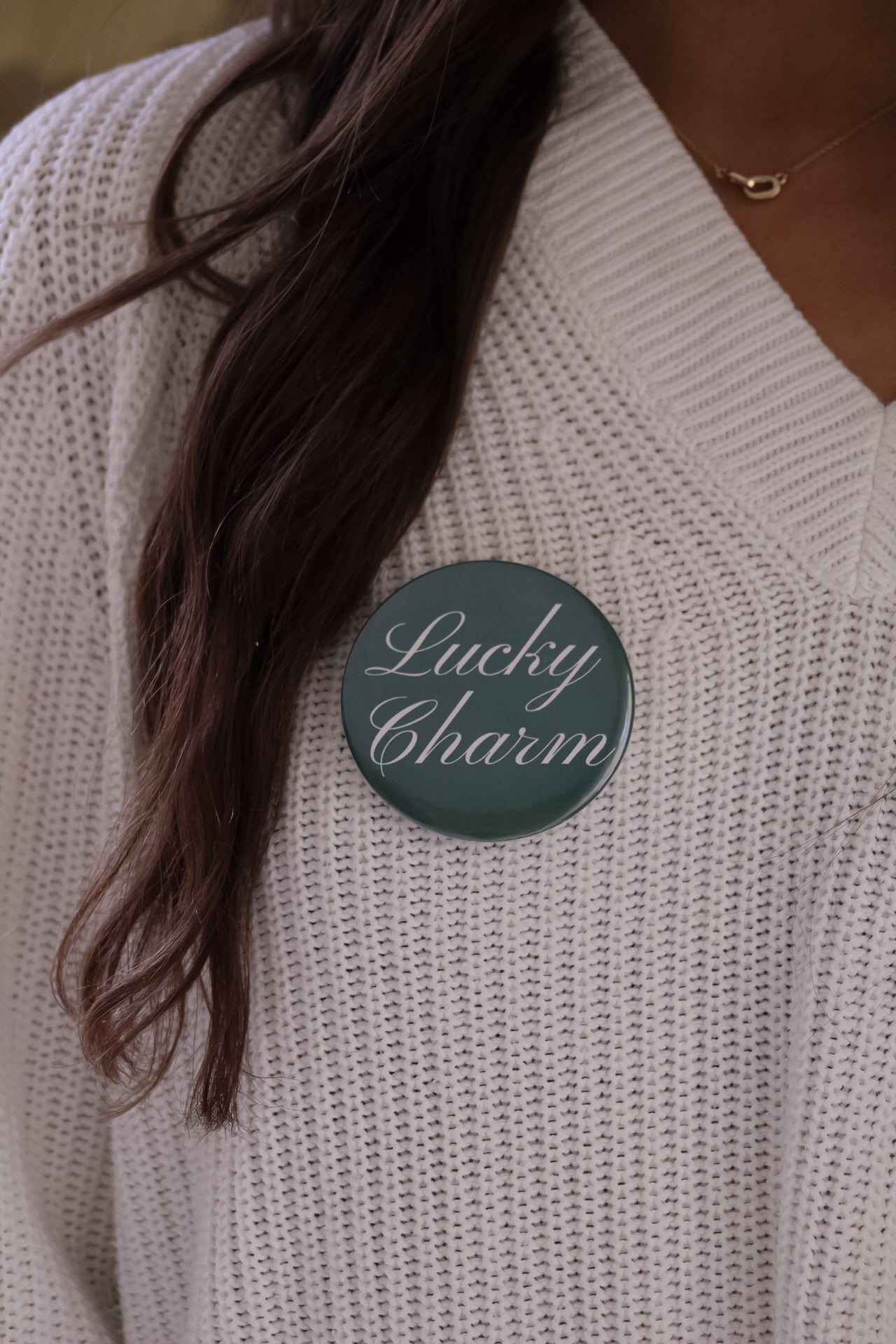 Luck of the Irish Collection: "Lucky Charm” Dark Green Pinback Button