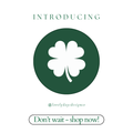 Luck of the Irish Collection: Dark Green & White Shamrock Pinback Button